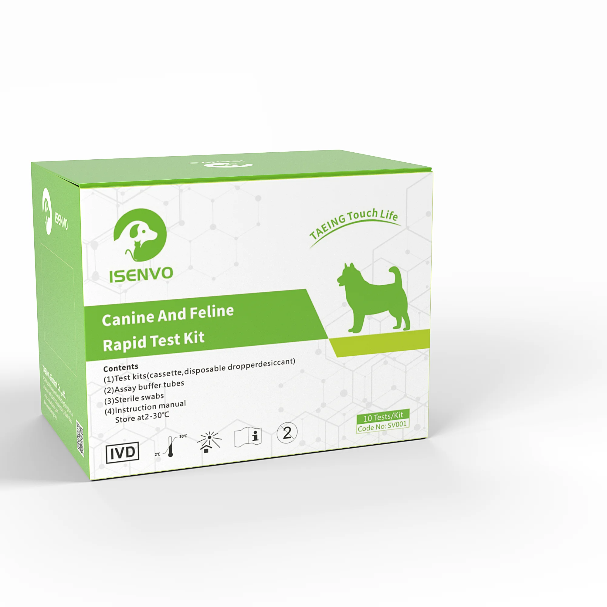 고양이 수의학용 10Pcs 고양이 FPV 또는 10Pcs FIV+FeLV 또는 10Pcs FPV+FCOV+GIA 신속한 홈 테스트 키트