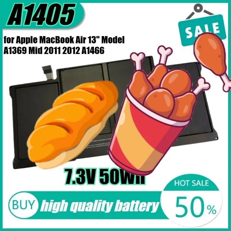 

7.3V 50Wh A1405 Laptop Battery for Apple MacBook Air 13" Model A1369 Mid 2011 2012 A1466
