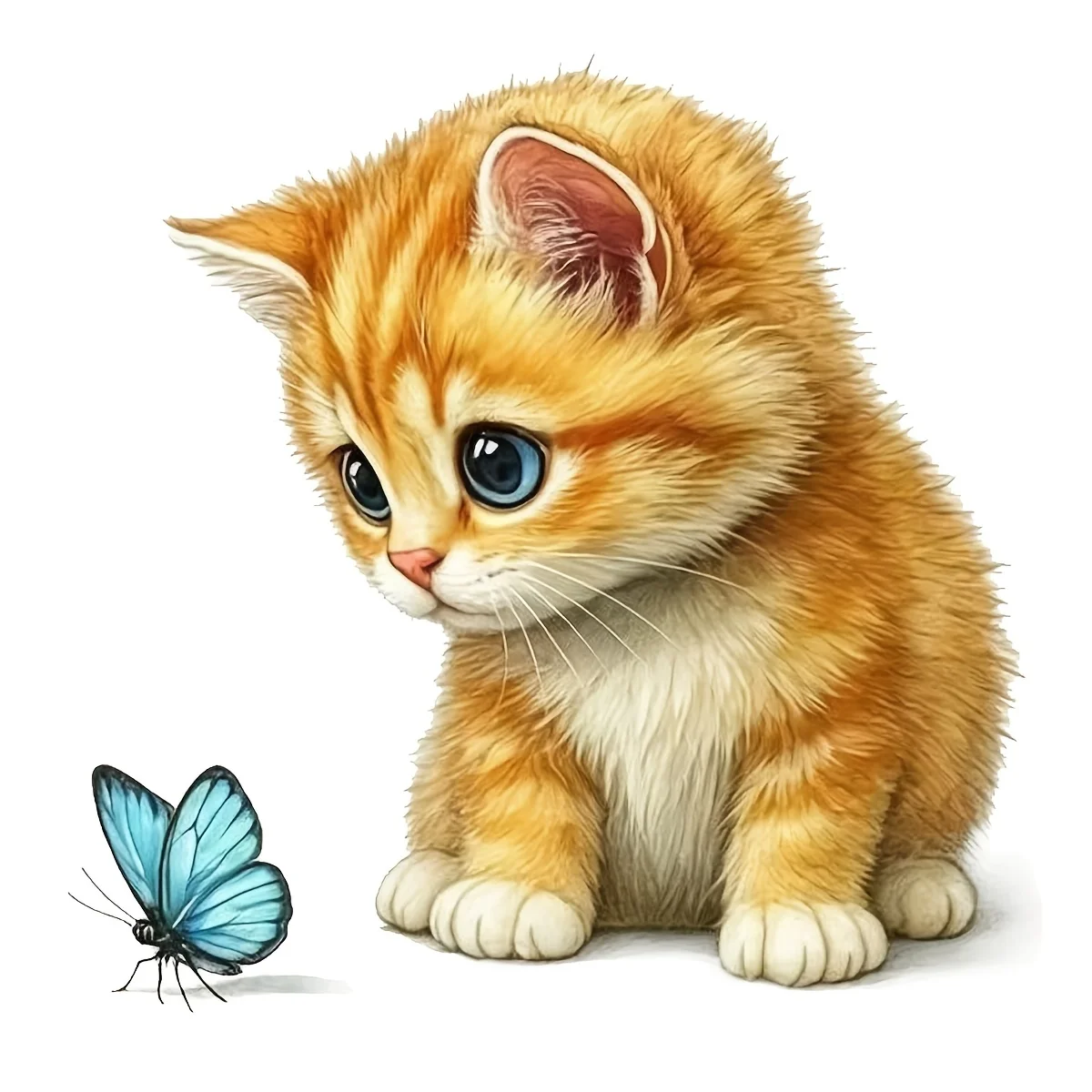 1Pc Kitten & Butterfly Vinyl Sticker, Self‑Adhesive Decal For Car Truck Motorcycle Window Wall Glass Metal Ceramic Decor