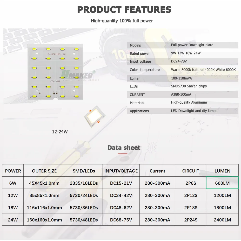 2/10/20 sztuk LED PCB 18W 118X118MM Downlight źródło radiator aluminiowy płyta zainstalowana SMD 5730 110 lm/w dla Sopt Panel Square Lamp