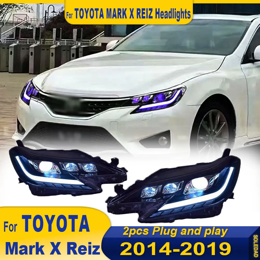 Car Full LED Headlight for Toyota Mark X RGB Headlight 2013-2020 Reiz Head Lamp DRL Dynamic Signal Projector Lens Accessories