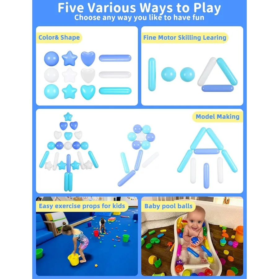 100PCS Palline da pozzo per bambini Macaron Ball Pit Balls Palline giocattolo in plastica a prova di schiacciamento per i più piccoli Palline da gioco Tenda da gioco per bambini