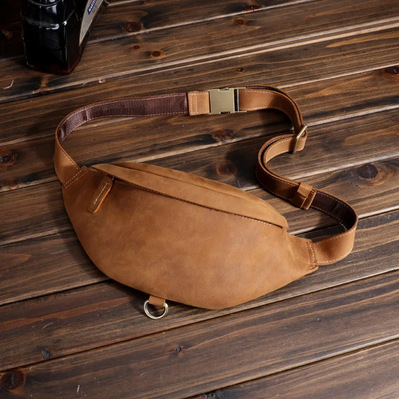 

Кожаная мужская поясная сумка из воловьей кожи, многофункциональная поясная сумка для хранения мобильного телефона Crazy Horse, кожаная водонепроницаемая поясная сумка большой вместимости