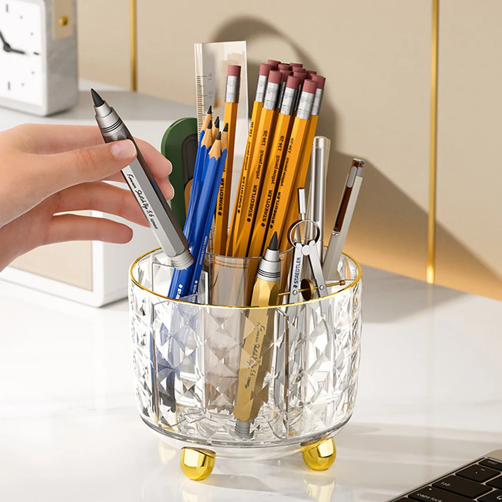 360 도 회전 어린이 학생 사무실 액세서리, 책상 문구 펜꽂이, 데스크탑 보관 메이크업 브러쉬 아트, 5 슬롯