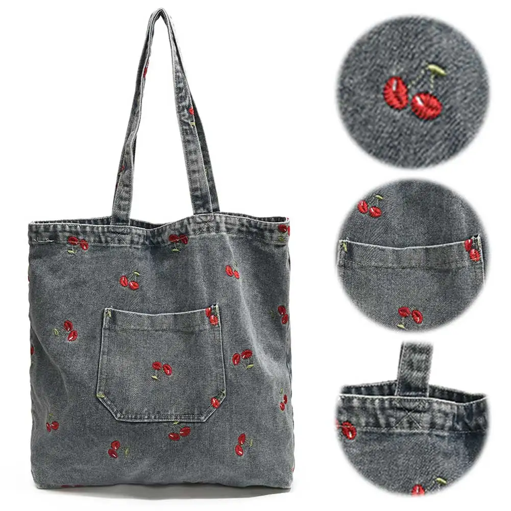 Women Denim Shoulder Bag Casual Underarm Bag Large Capacity Stylish Shoulder Purse Simple Tote Handbag Trendy Commuting Bag