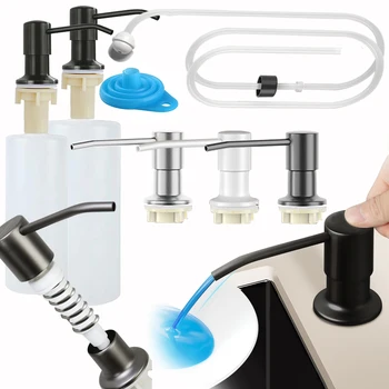 ห้องครัวจานสบู่Dispenserพร้อมหลอดขยายสแตนเลสสบู่เหลวDispenser Coutertopขวดสบู่ในตัว