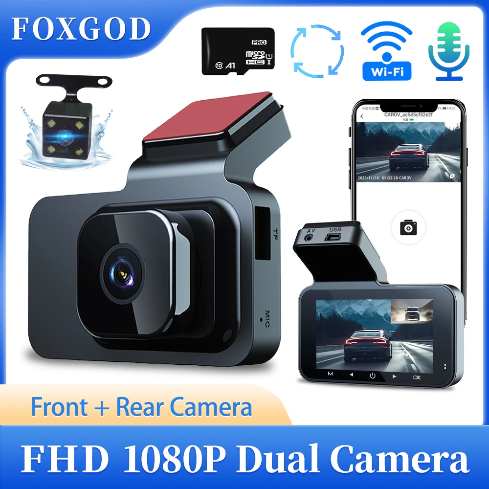 

Dash Cam WiFi Car Dvr 3'' FHD 1080P Front and Rear Dual Lens Camera Night Vision Video Recorder Traffic Recorder Black Box