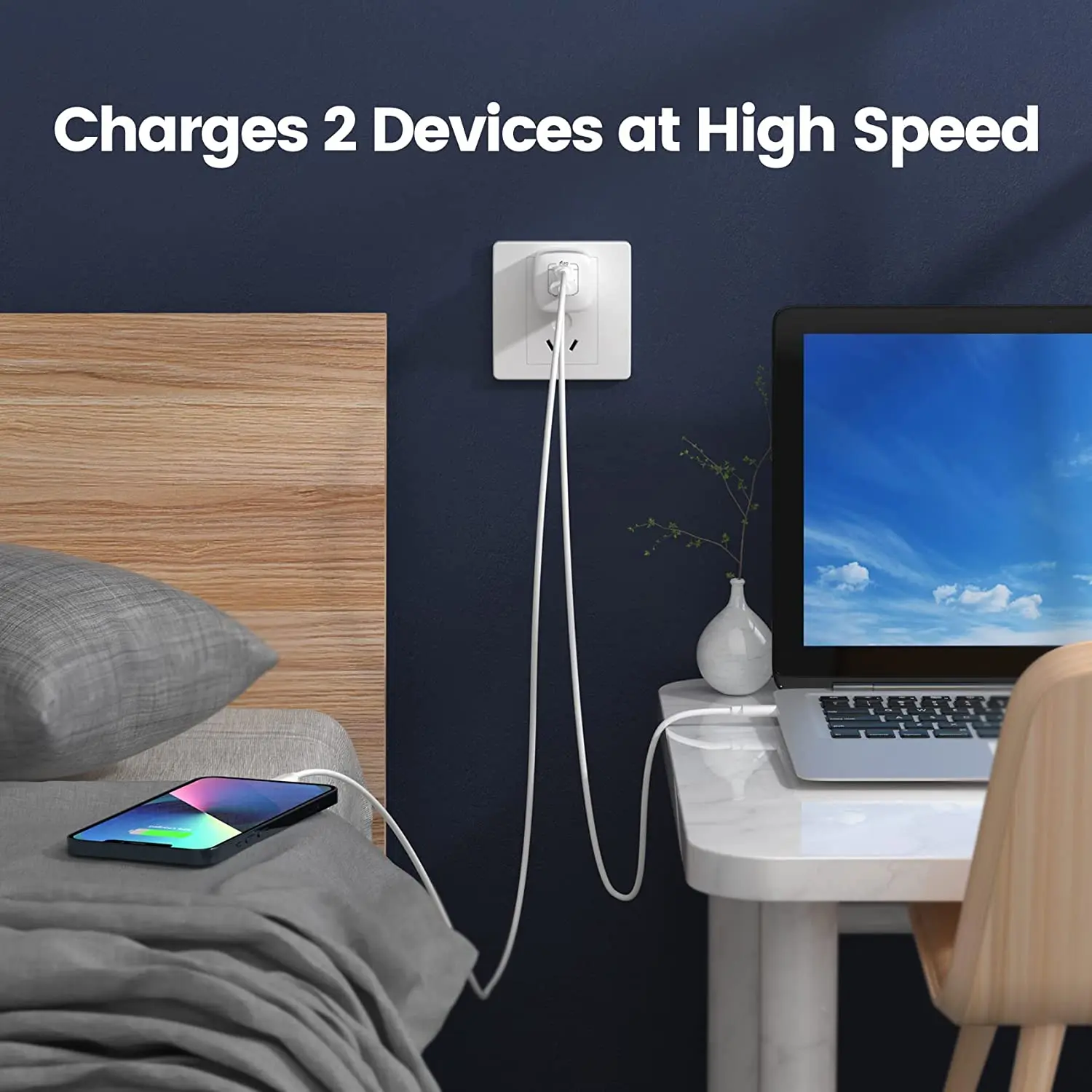 UYUXIO USB C PD Phone Charger 65W Gan Fast Charging Wall Adapter for iPhone 16 15 Pro Max Plus 14 13 Macbook iPad Samsung OPPO