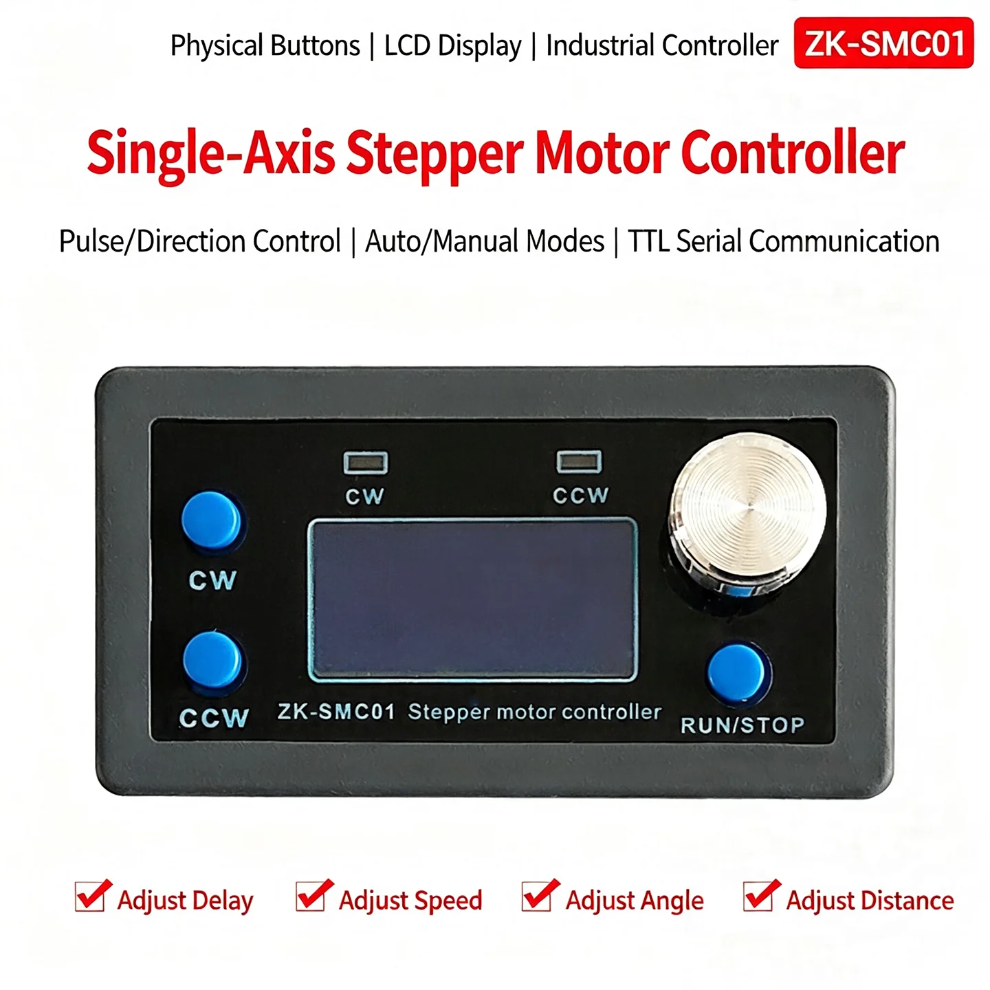 SMC01 42 57 Stepper Motor Driver Controller, Forward Reverse Angle Pulse Speed Control Module, PLC Serial Port Communication