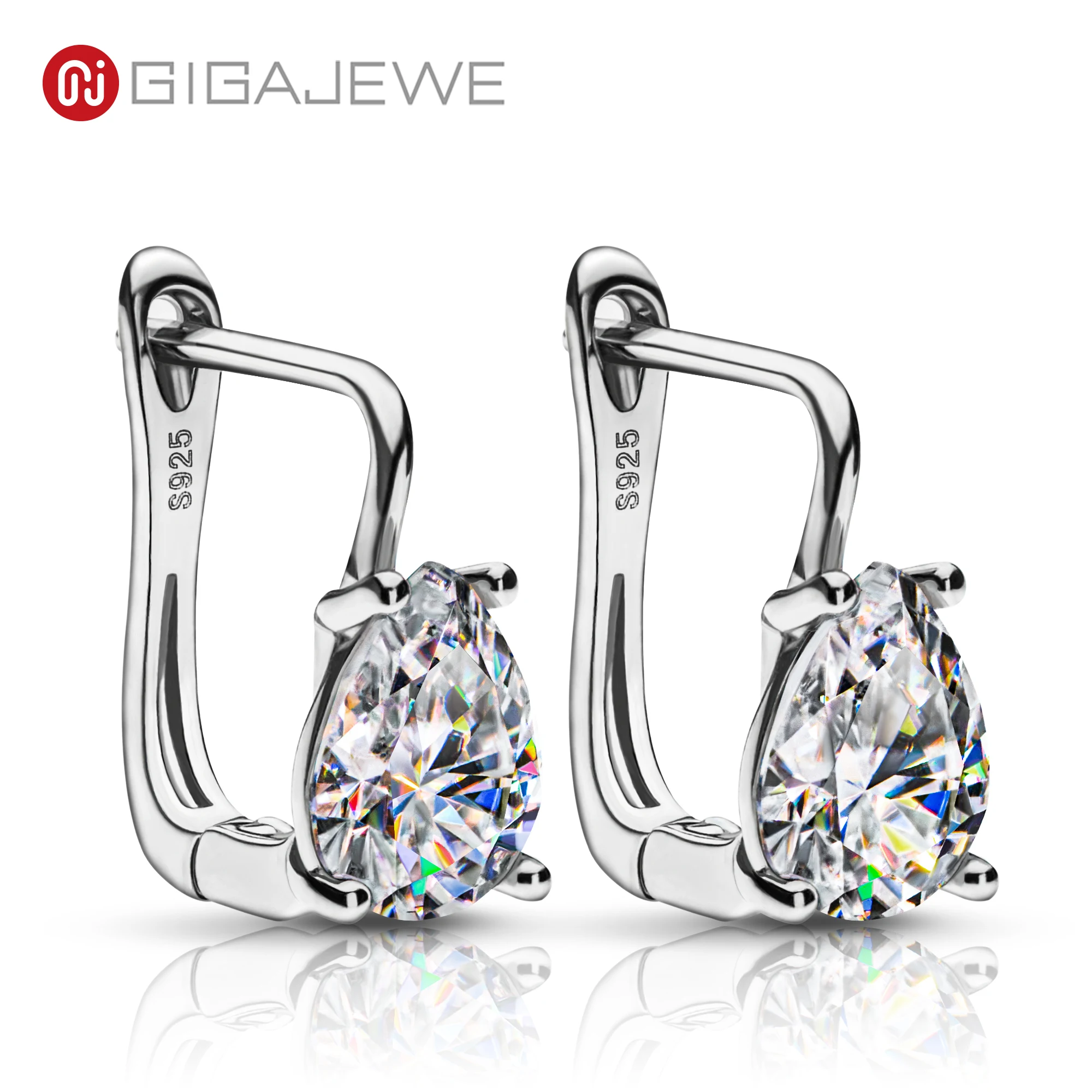 GIGAJEWE Moissanite D kolor VVS1 całkowita 2.5ct 925 srebrny spadek kolczyk 18K diament powlekany złotem Test przeszedł biżuteria kobieta dziewczyna prezent