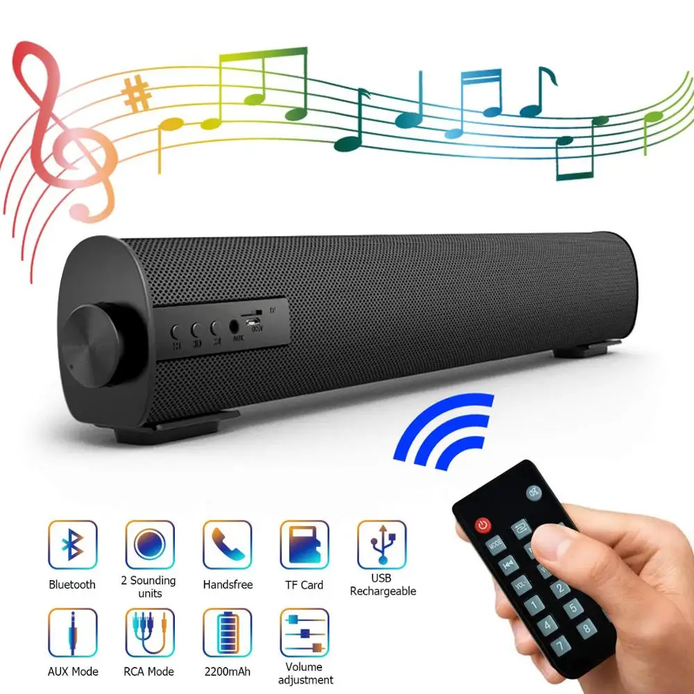 Soundage 10W Sound Bar 5.0 przenośny głośnik bezprzewodowy Bluetooth z pilotem obsługuje głośnik biurkowy TF komputera