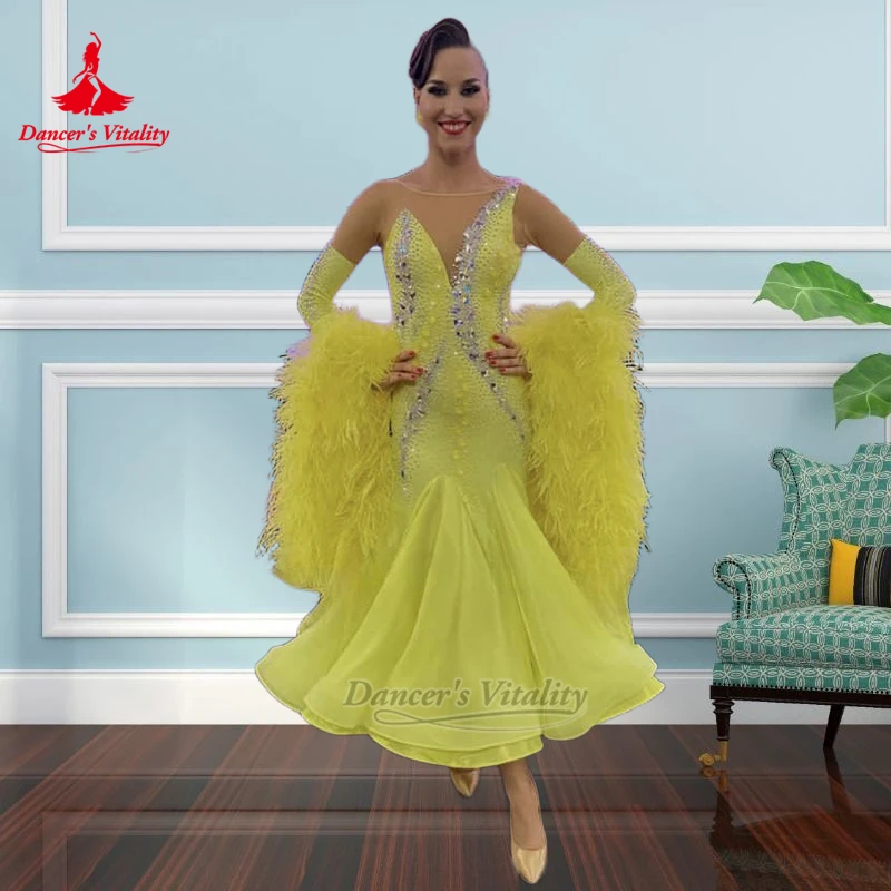 Blackpool Dance Festival Social Dance Backless Wrapped Hips Dresses Custom Dancer's Vitality Adult Waltz Foxtrot Perform Attire