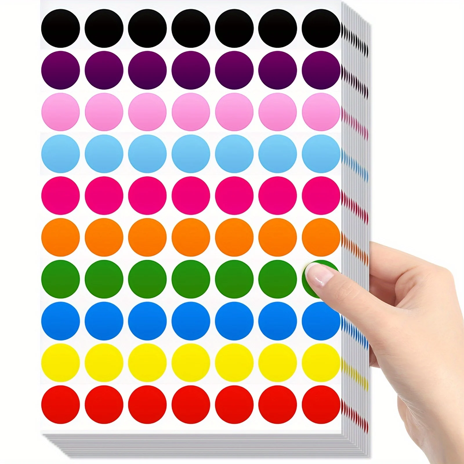 Random 7sheets/490pcs Colored Dot Stickers, Used for Coding Labels, Classification, Priority Marking, Envelope Sealing