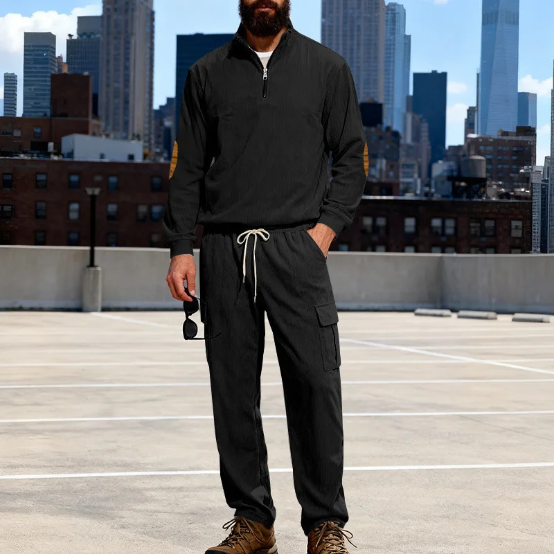 

2025 Spring Autumn New Outdoor Loose Workwear Corduroy Suit Hooded Long Sleeve Top Straight Pants Multiple Colors Optional