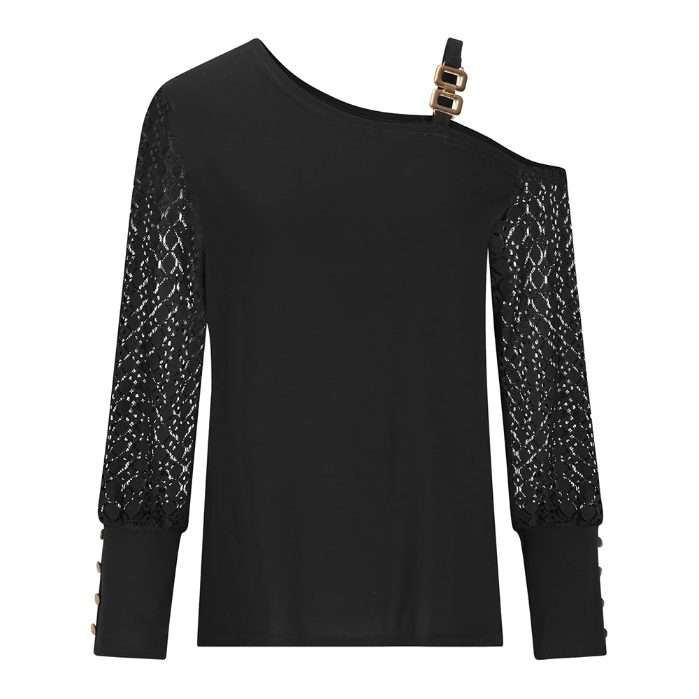 T -shirt Tops for Women 2023 Autumn Winter Sexy Shirt Fashion Long Sleeved Tee Femal Clothing Lace Y2K Pullover Korean Blouse