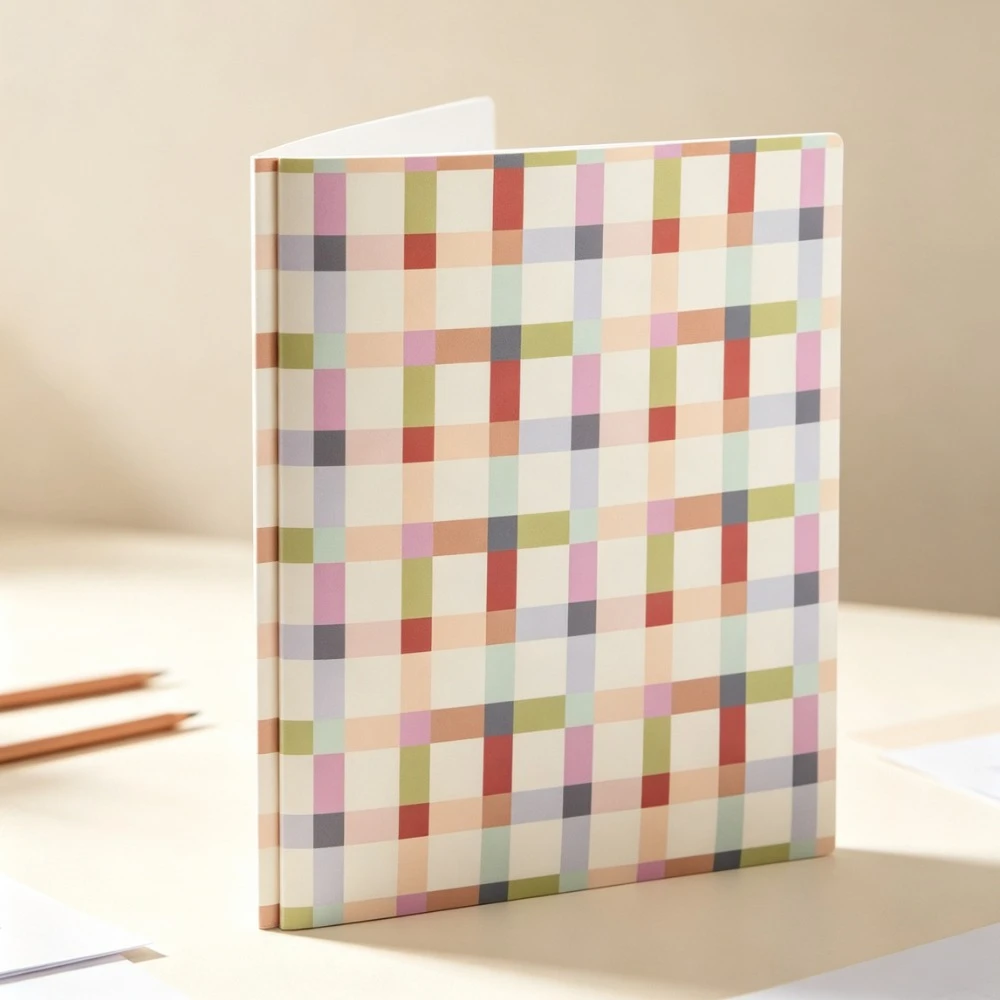 Preppy Pond 2 Pocket File Paper Folder with Prongs, Aesthetic Solid Color Document Portfolio, 3 Hole Punched Cute School Office Paper Organizer for Students