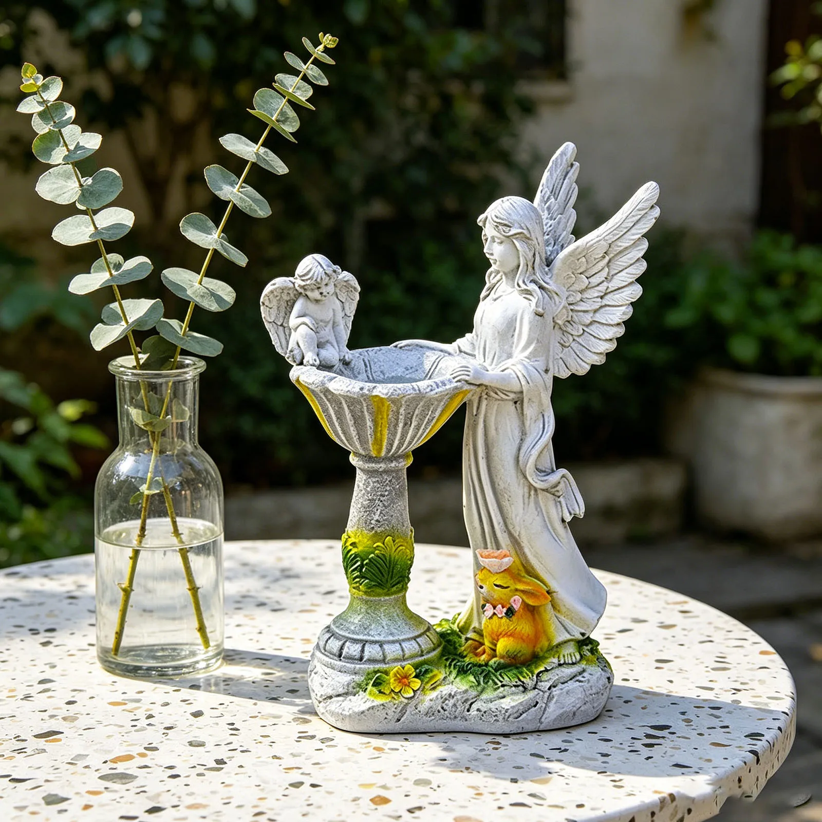 

Solar Powered Garden Statue with RGB Light Angel Garden Figurine Waterproof Elegant Resin Sculpture Birthday Housewarming Gift