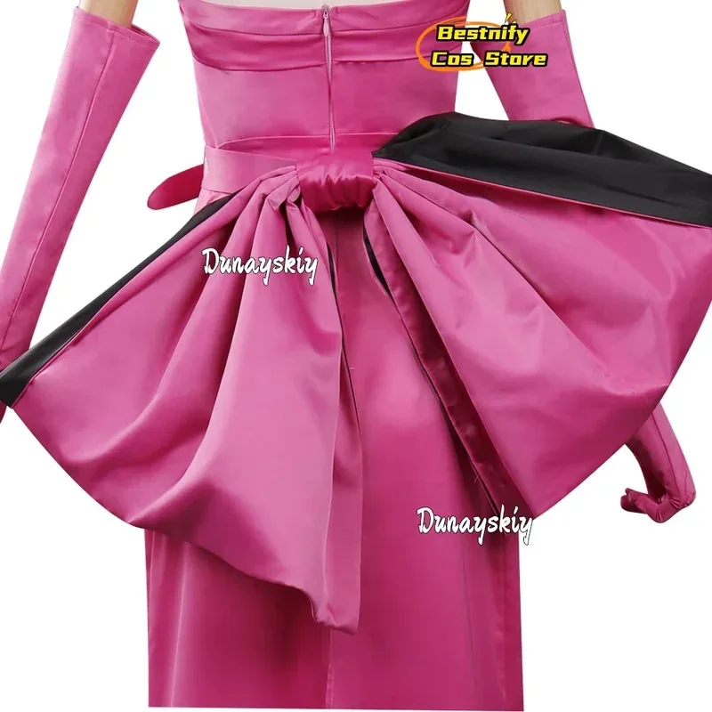 CosplayMonroe Cosplay Fantasia Costume Blonde Norma cos Jeane Pink Bandeau Evening Dress Role-play Disguise Women's Long D om[8