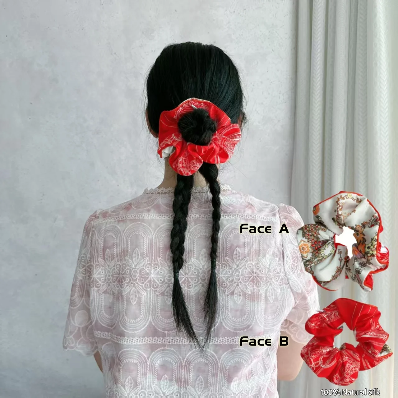 

No Damage Red 100, шелковая резинка для волос, роскошная большая женская повязка для волос, держатель для хвоста, аксессуары для волос для девочек, подарочные завязки для волос