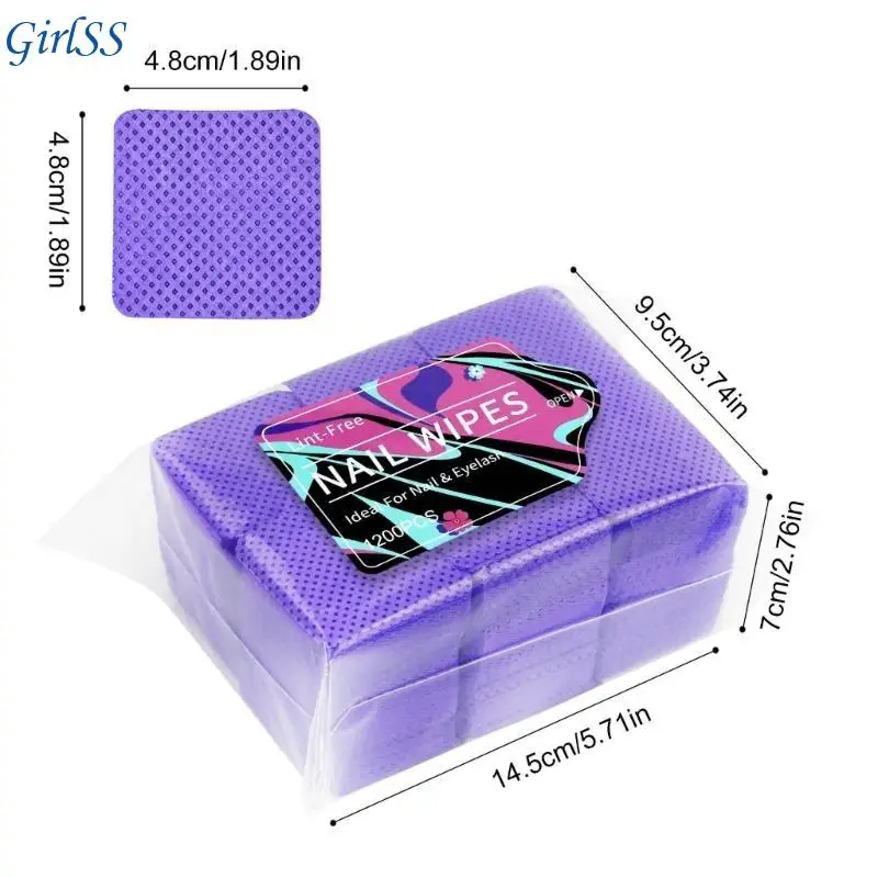 Nonlintingผ้าเช็ดทำความสะอาดเล็บ,1200PCS Nonwovenผ้าเล็บแผ่นทำความสะอาดLash