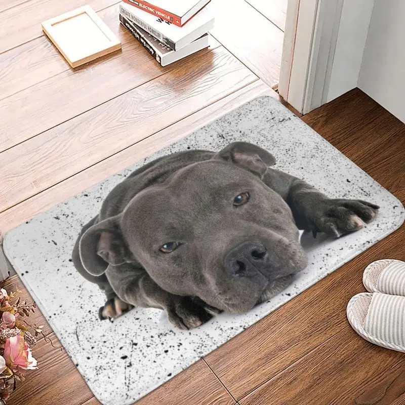 Cute Staffordshire Bull Terrier Dog Doormat Anti-Slip Kitchen Bath Mat Toilet Door Floor Entrance Carpet Rug Bedroom Footpad
