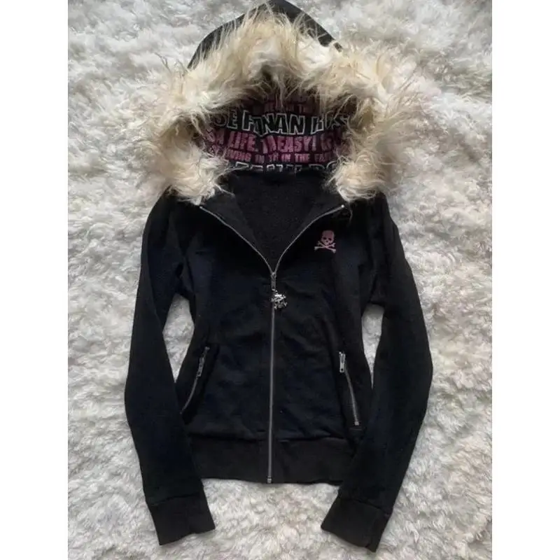 

Sexy Bla Fur Collar Zipper Sweatirt Women's New Arrival Cross-Border Sle Casual Sportswear Seven-Quarter Sve