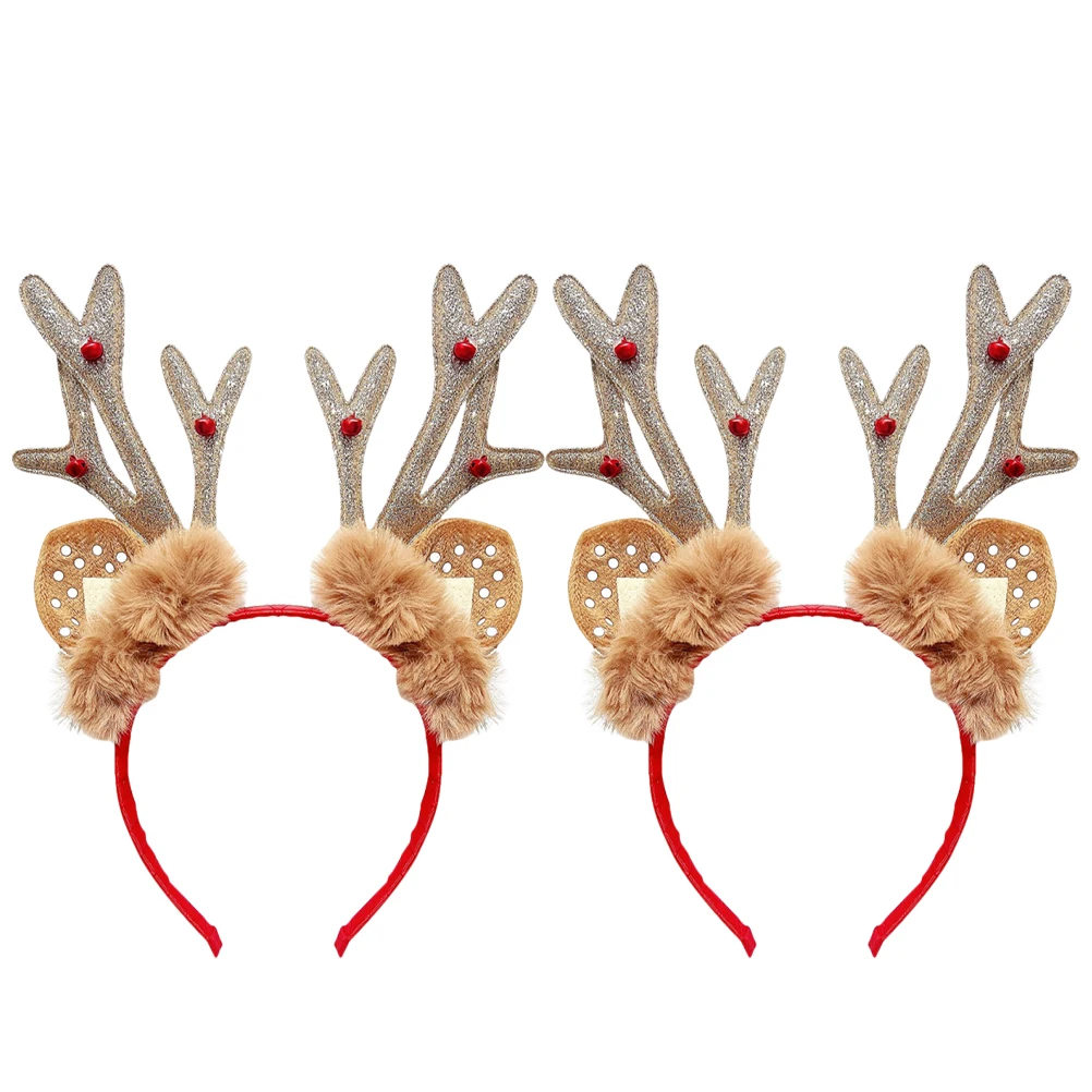 

2 Pcs Christmas Antler Hat Headdress Reindeer Headwear Accessories Headband Girl Miss