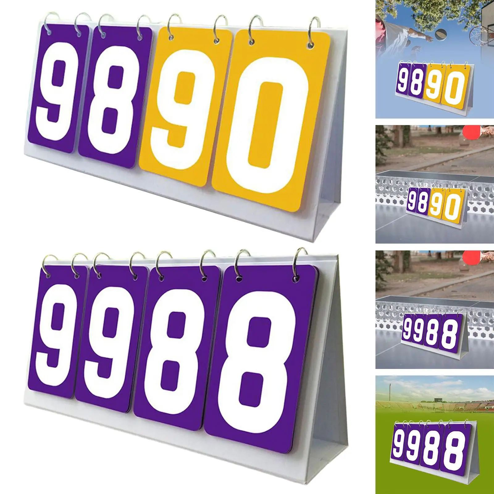 マルチスポーツスコアボード、4桁のフリップ、バレーボールチームゲーム、屋外サッカー、バドミントン用のテーブルキーパー