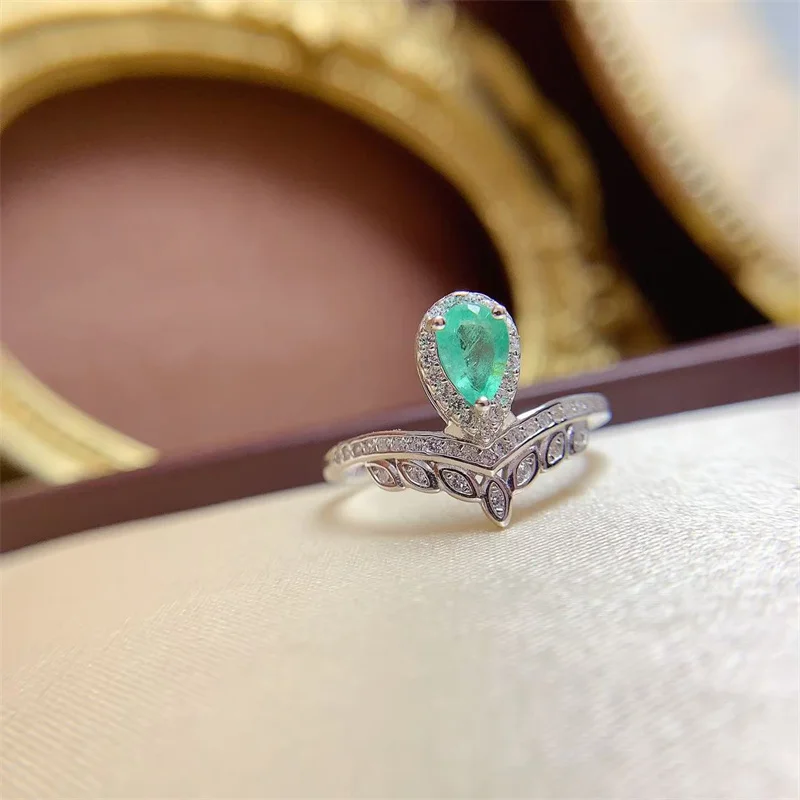 Authentic S925 Sterling Silver Natural Ruby Tanzanite Emerald Wedding Crown Shape Ring for Women Birthday Gift with Certificate