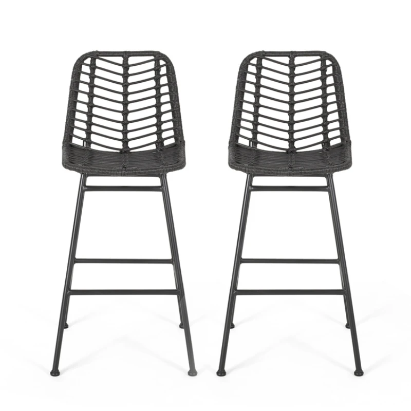 

Patio furniture garden wicker barstools set of 2