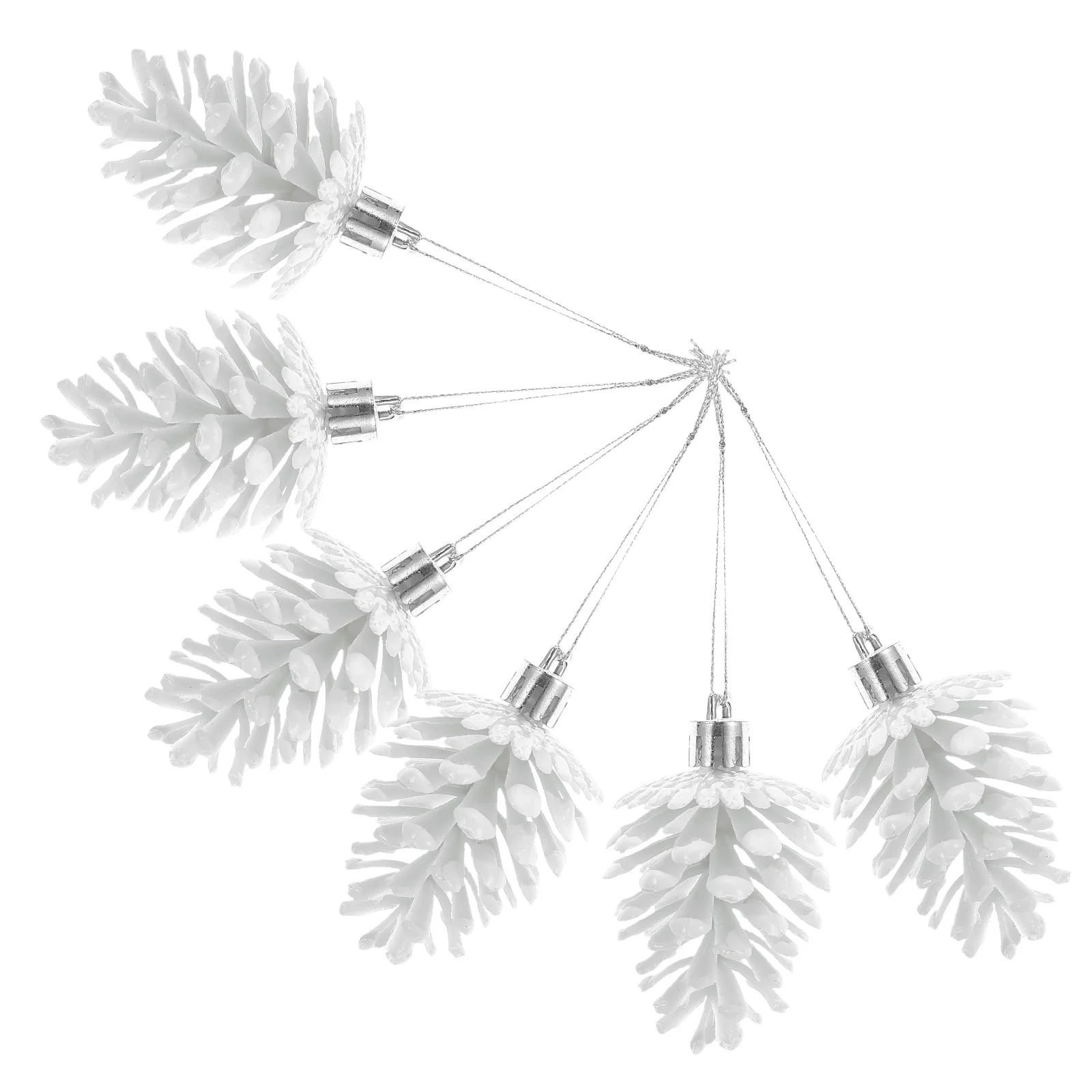 

6 Pcs Christmas Decorations Tree Hanging Ornaments Snow Pine Cones White Covered