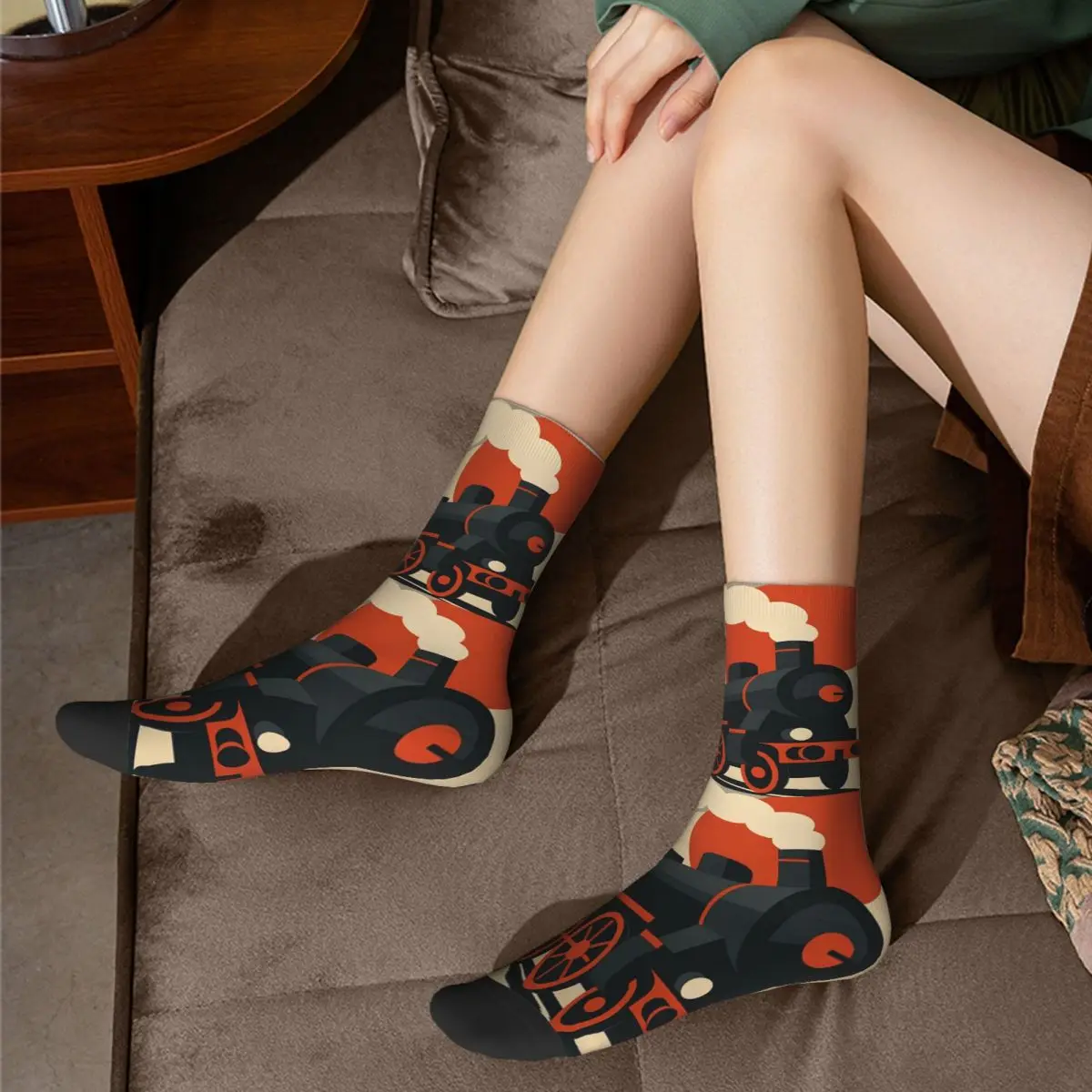 جوارب دائرية لجميع المواسم، جوارب قطار البخار، جوارب هاراجوكو الطويلة، إكسسوارات للرجال والنساء هدية عيد الميلاد