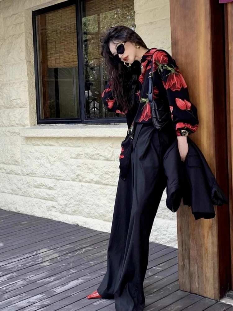 Camicie e camicette con bottoni per donna Stile coreano Bellissimo in promozioni Novità 2025 Abiti popolari Cool New Flower Woman Top