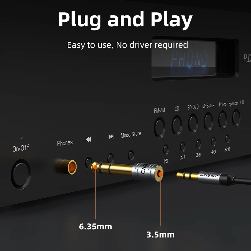 CABLETIME 6.5 مللي متر إلى جاك 3.5 مللي متر ميكروفون وصلات صوت موصل سالب مضخم ضوت سماعات الأذن الصوت 6.35 مللي متر Aux إلى 3.5 مللي متر محول #6