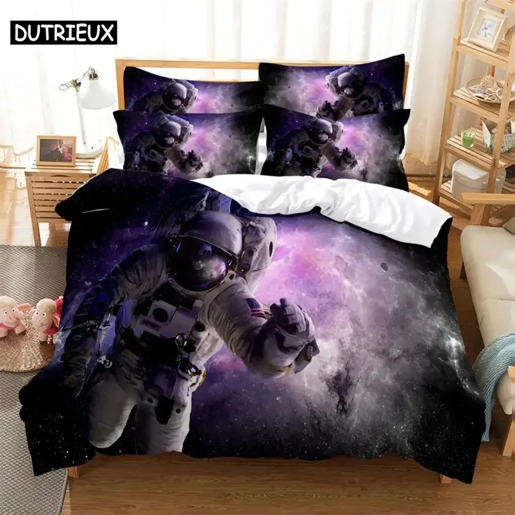 Space Fashion Comfortable Duvet Quilt Cover Pillowcase Bedding Set Children Bedroom Decoration Home Textile