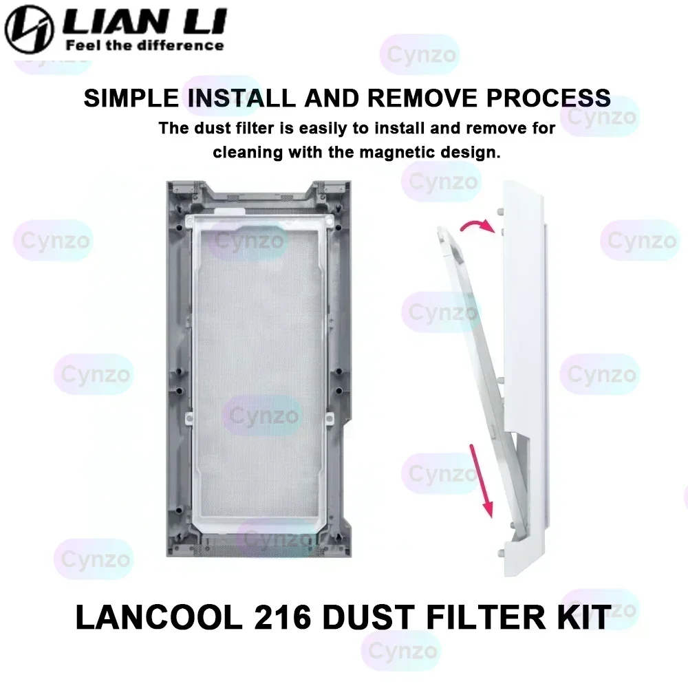 LIAN LI 고밀도 마그네틱 필터, LANCOOL 216 섀시 전면 메쉬 패널, PC 케이스 먼지망, 흑백 LAN216-2X, 2W