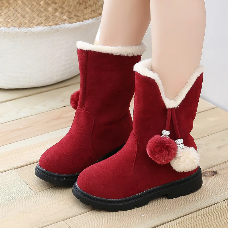 2021 Winter New Girls Boots Warm Cotton Boots Princess Long Children\'S Shoes Kids In The Boots 3 4 5 6 7 8 9 10 11 12 Year Old