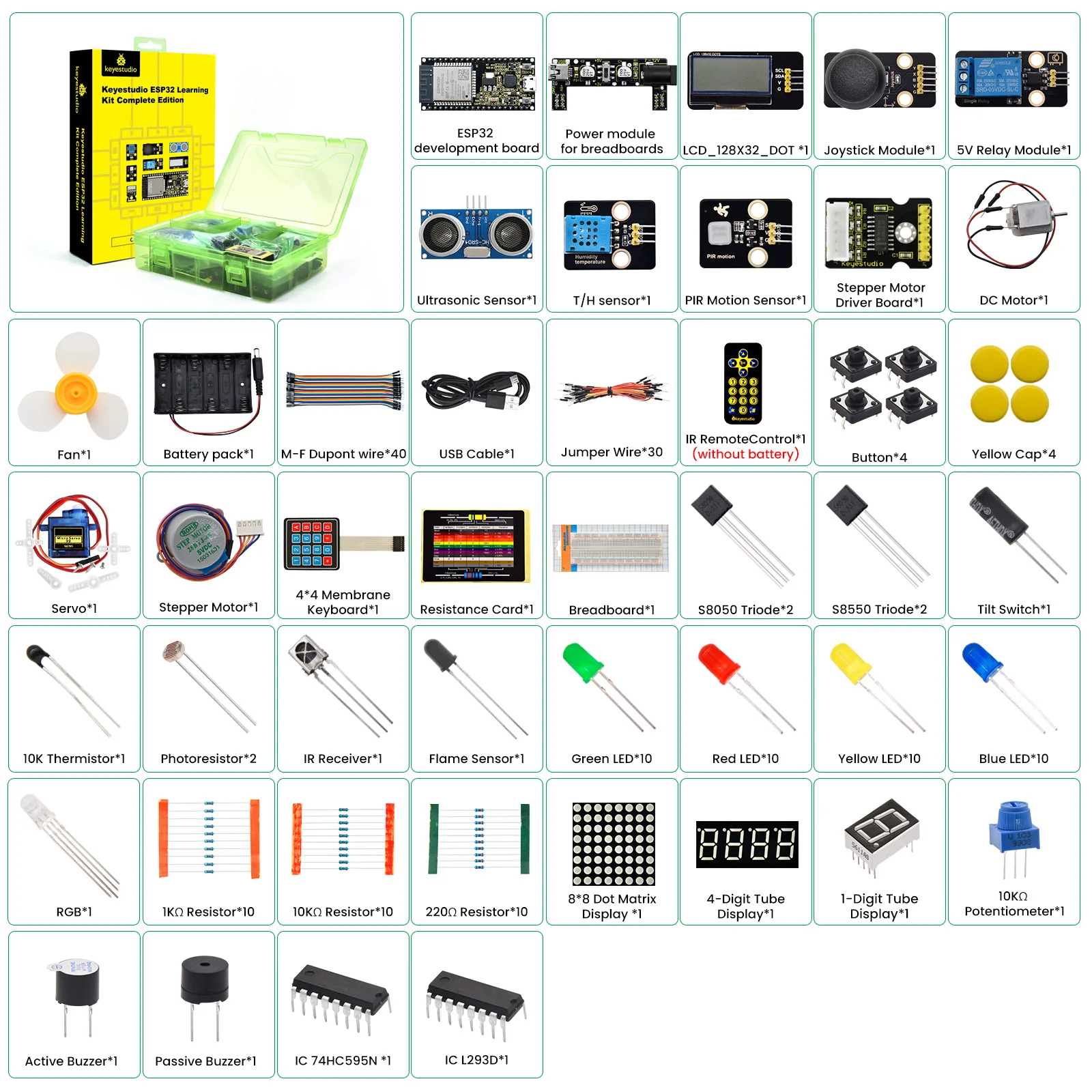 Keyestudio Complete  ESP32 Learning Kit +108 Project  For Arduino Starter Kit  Support Windows Raspberry Pi System Python  Kit