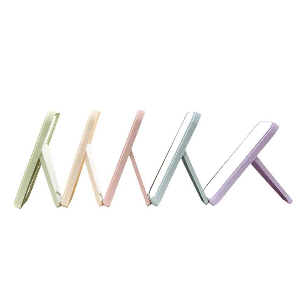 Miroir de maquillage Facial Portable violet clair, miroir de bureau pliable, Design pliable, cadeau de voyage unisexe pour adolescents