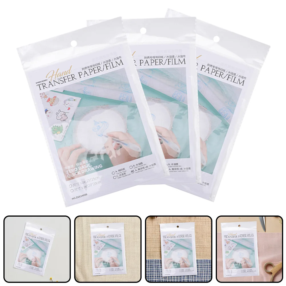 

1Set Embroidery Transfer Paper Water Soluble Film DIY Supplies for T-Shirts Bags Aprons Caps Transfer Paper for Canvas