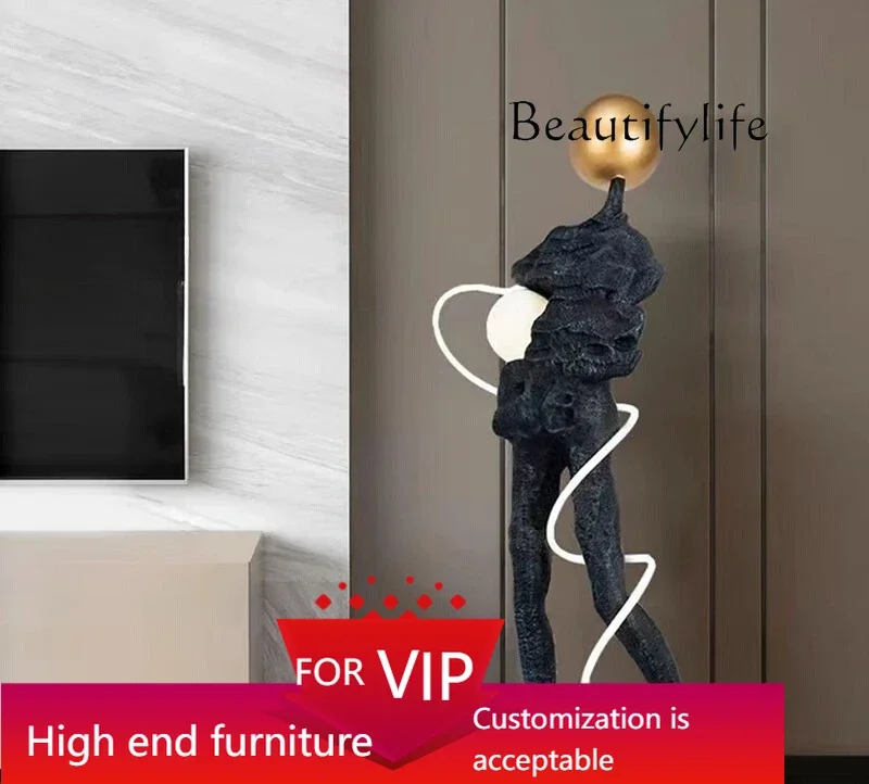 UP Figure installation Floor-to-ceiling large ornament Abstract sculpture Modern duplex building Villa hotel lobby