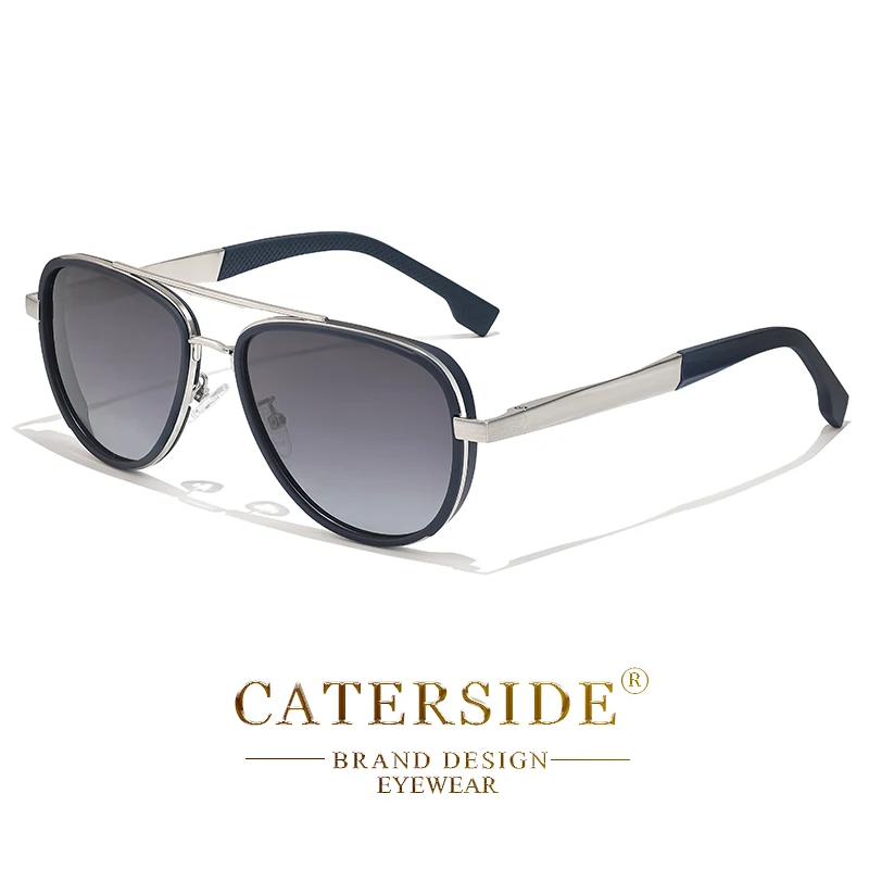 CATERSIDE Retro Polarisierte Piloten-Sonnenbrille für Herren, Metallrahmen, Federscharnier, Markendesigner-Sonnenbrille für Damen, zum Fahren, Angeln – Detail 10