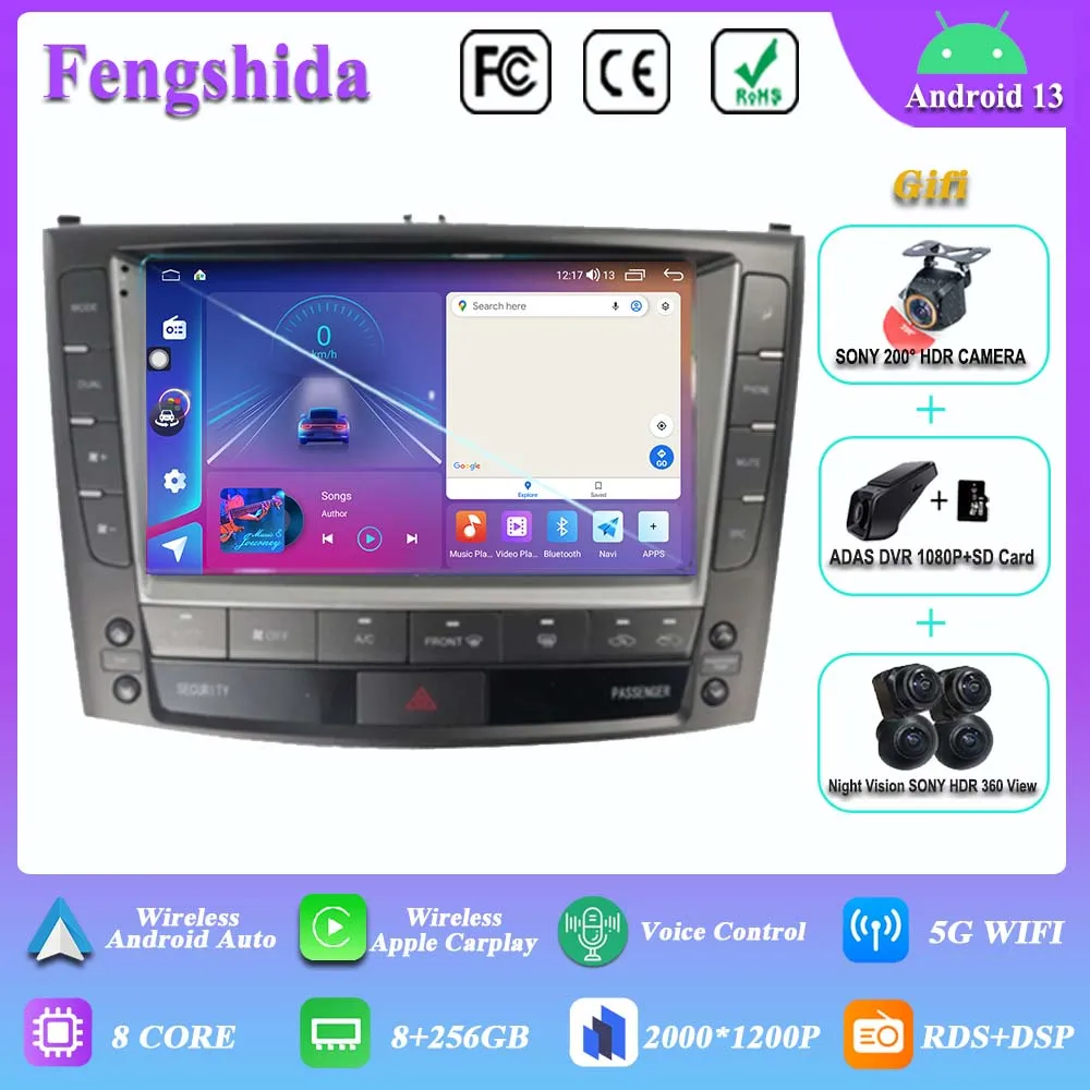 9'' Android 13 7862 CPU Car DVD Radio For Lexus IS250 XE20 2005 - 2013 Stereo Head Unit GPS Navigation Multimedia Player NO 2DIN