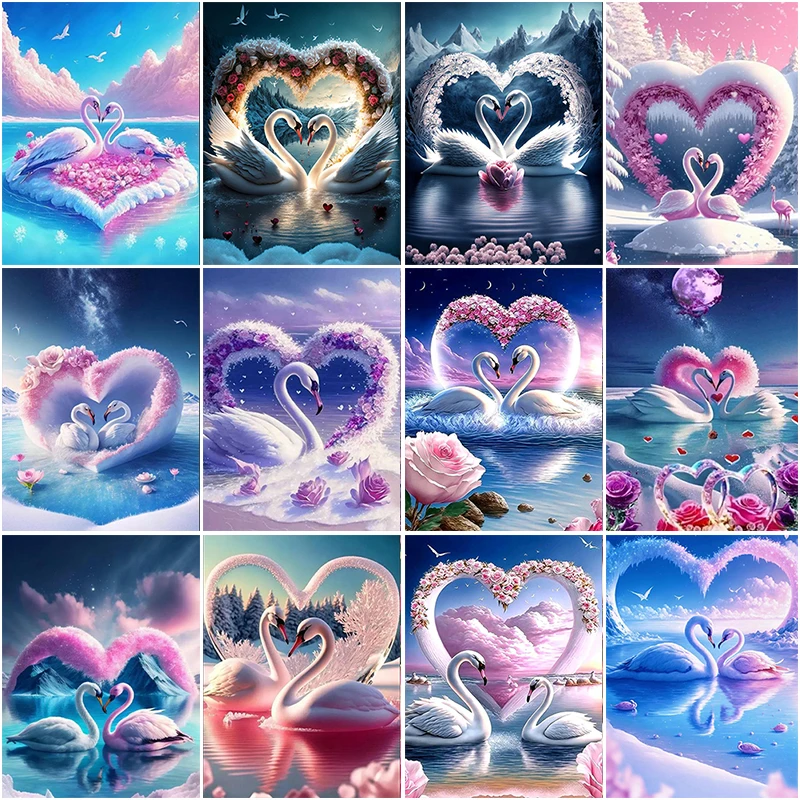 

Animal DIY 5D Diamond Painting Beautiful Love Swan Diamond Painting Inlaid Full Diamond Embroidery Painting Home Decoration