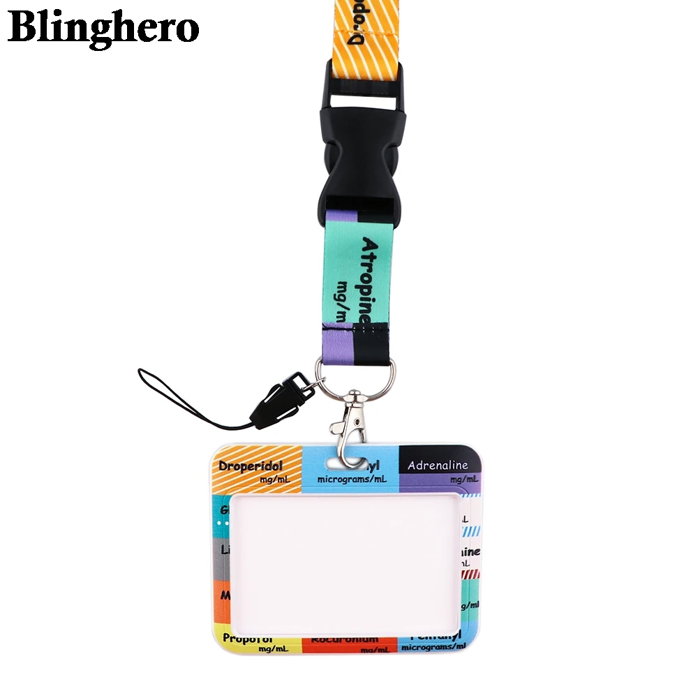 CB464 Critical Care ICU Anesthetics Cartoon Medical Series Lanyards Key Chain Neck Straps Badge Holder Keyring for Doctors Nurse
