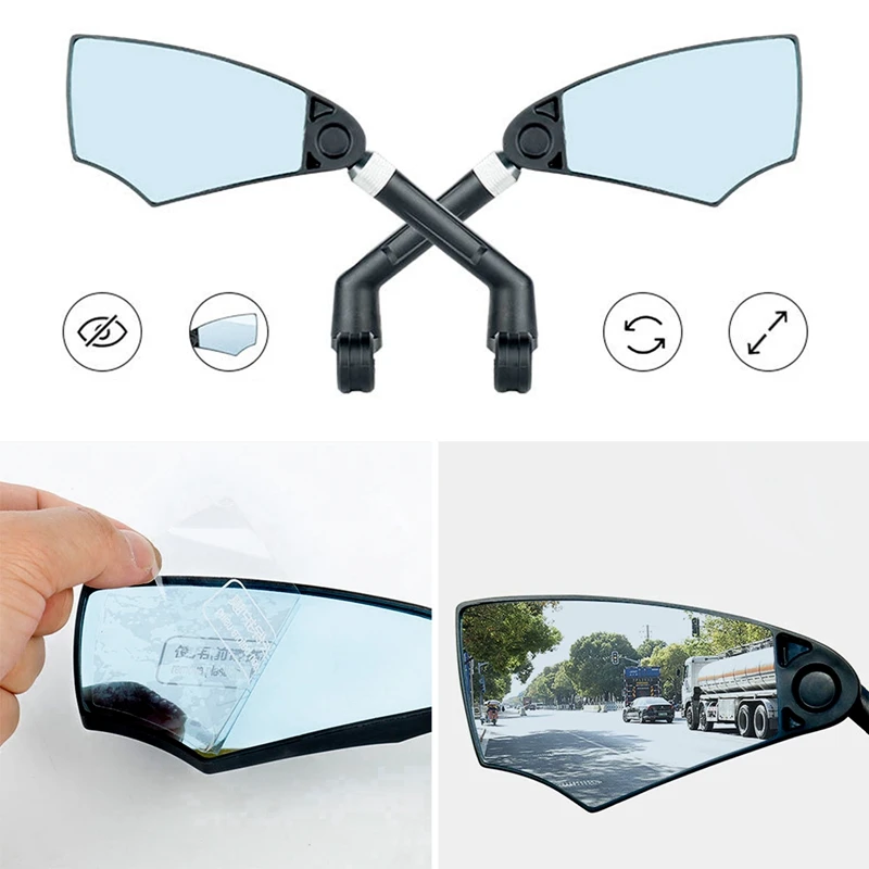 Foldable Bicycle Rearview Mirror Adjustable Rotate Wide-Angle Cycling Handlebar Rear View Mirrors Retractable Safety Back Sight