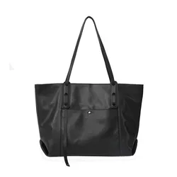 Trendy Genuine Leather Bag Tote For Women Large Capacity Women's Cowhide Handbags Ladies Shoulder Bag Daily Work Commuter Bag