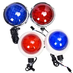 12V Strobe Police Lights LED Red Blue Beacon Patrol Motorcycle Stroboscopes Lights Round Flashing Lights Accessories Parts