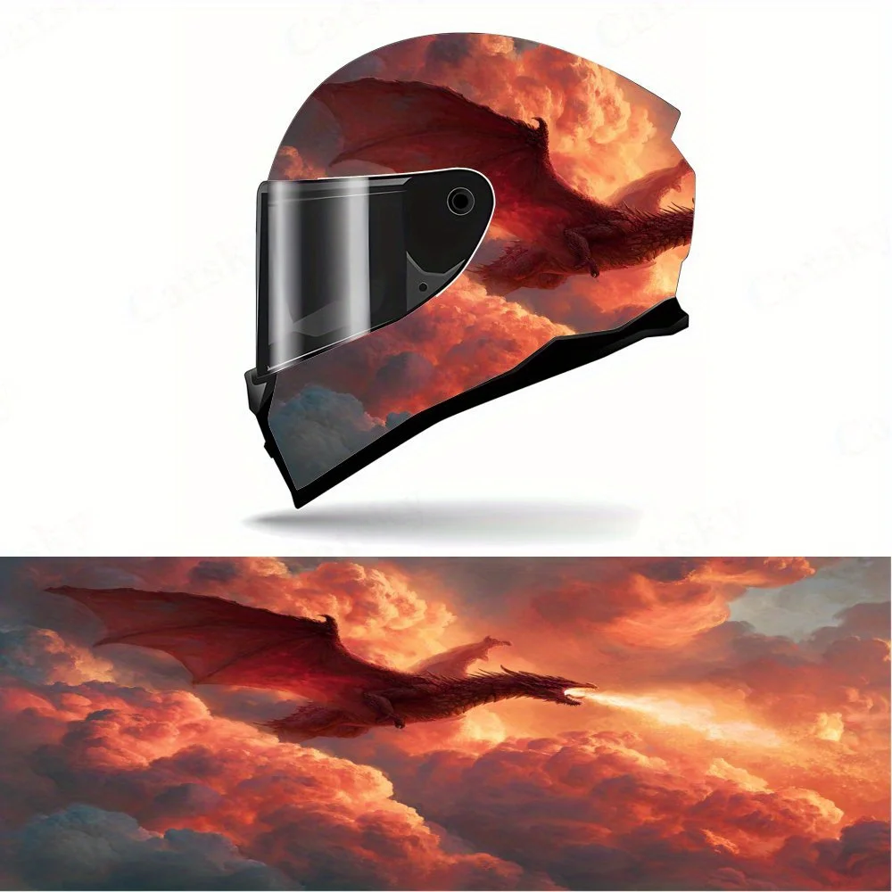 

Наклейка на анфас с летящимся красным драконом - прочный и водонепроницаемый ПВХ, самоклеящаяся эстетическая наклейка на гоночный шлем, шолом Acc
