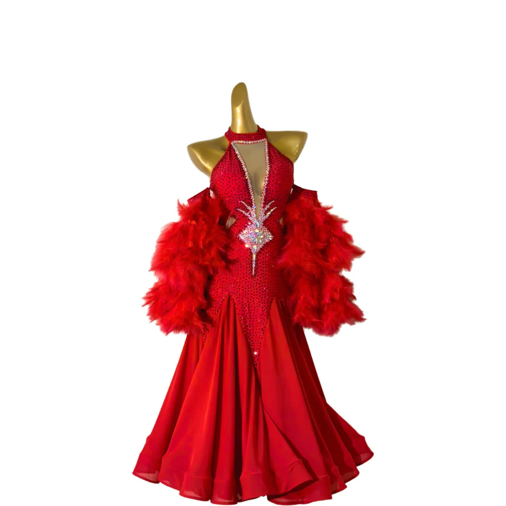 

Латинские танцы AB Stone Женское, взрослое, детское, элитное, красное, пушистое, современное платье по индивидуальному заказу, черное платье для выступлений в бассейне, самба